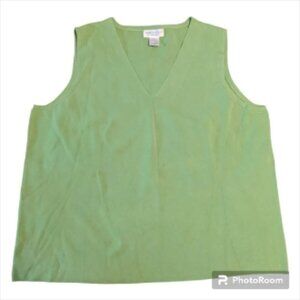 Worthington Woman Lime Green V-Neck Sleeveless Knit Top Women's 3X